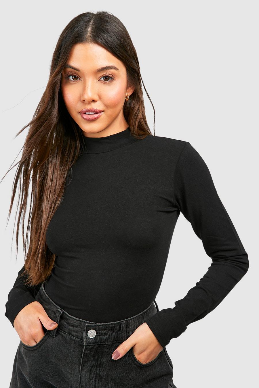 Black Premium Super Soft High Neck Long Sleeve Bodysuit 