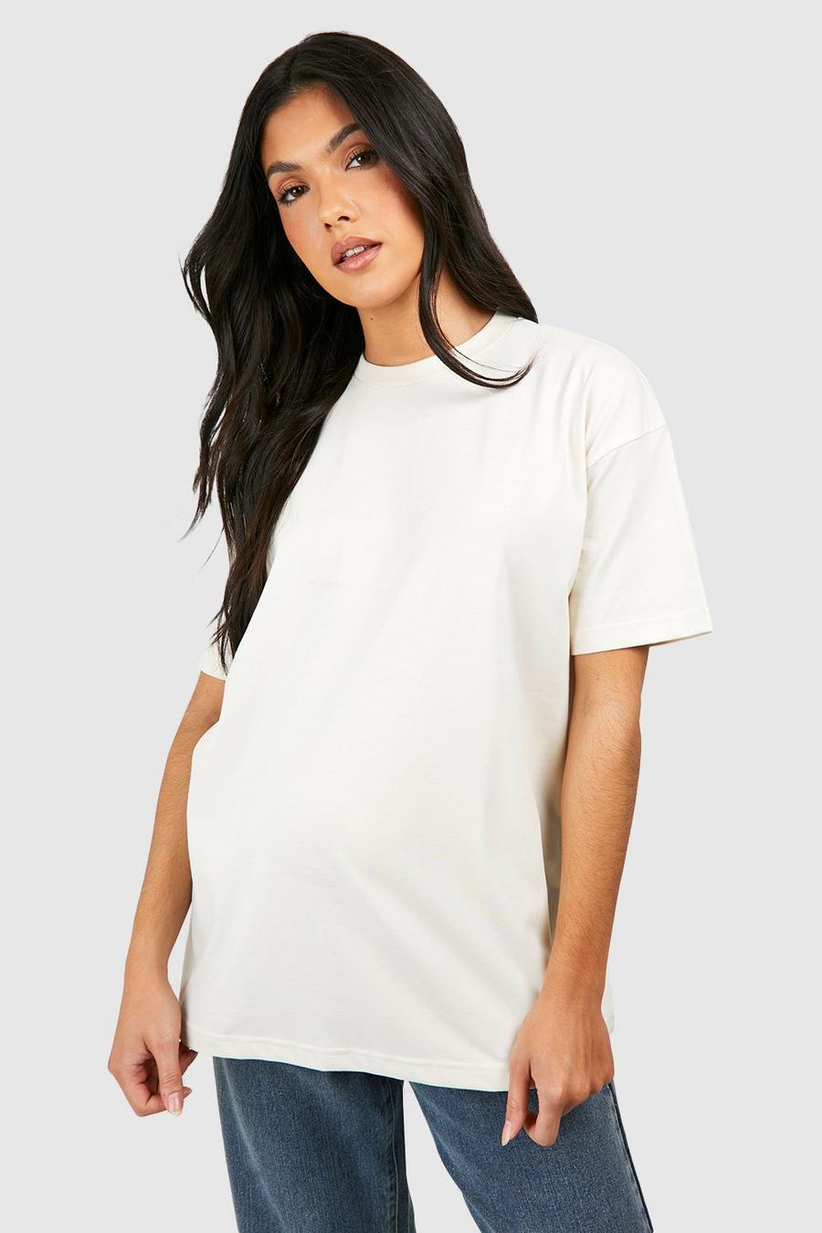 Camiseta Premamá básica oversize, Ecru