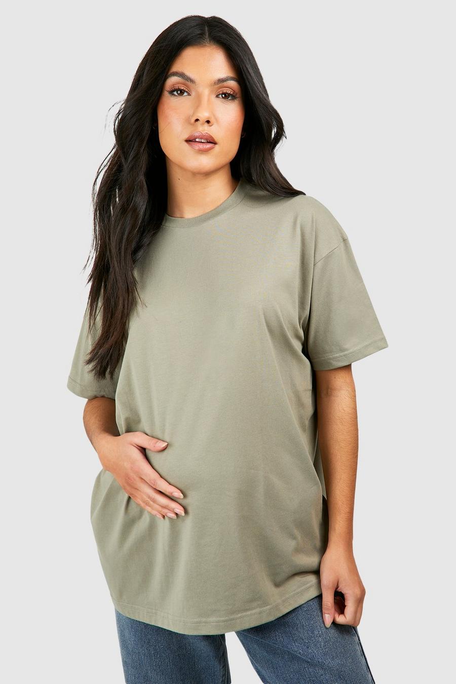 Maternité - T-shirt de grossesse oversize basique, Khaki