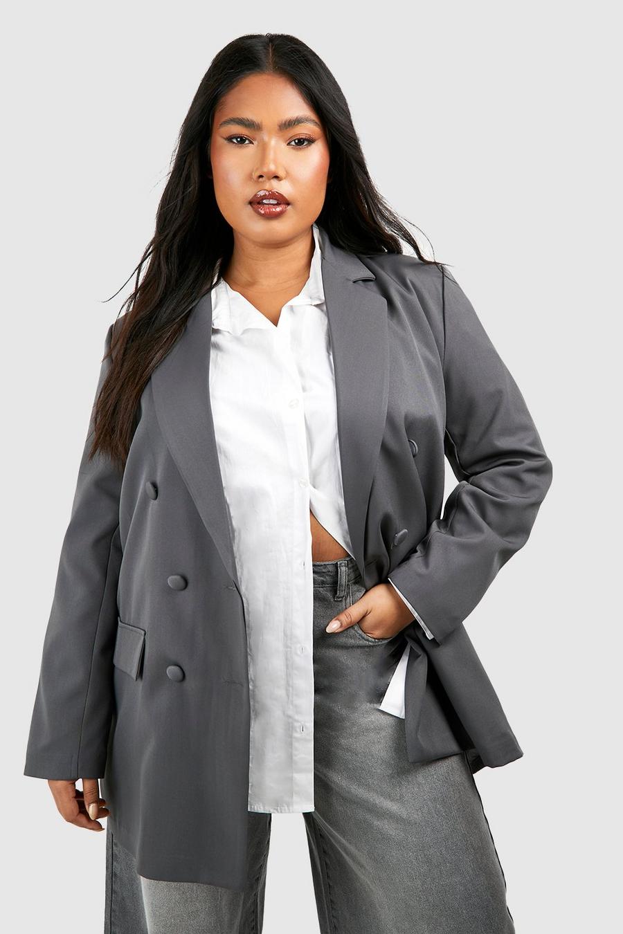 Grande taille - Blazer oversize long, Charcoal