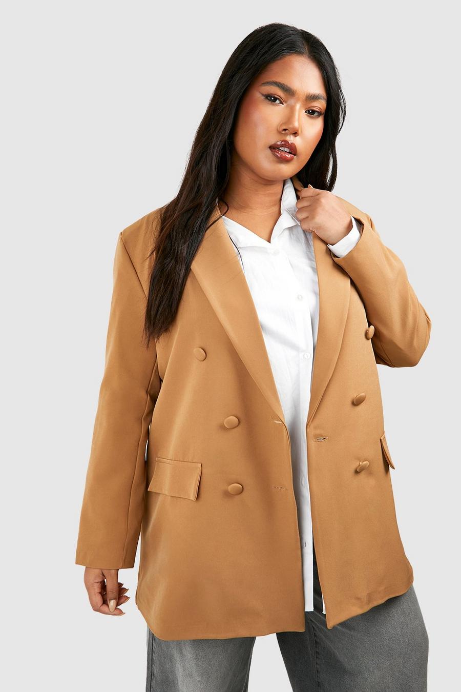 Grande taille - Blazer oversize long, Taupe