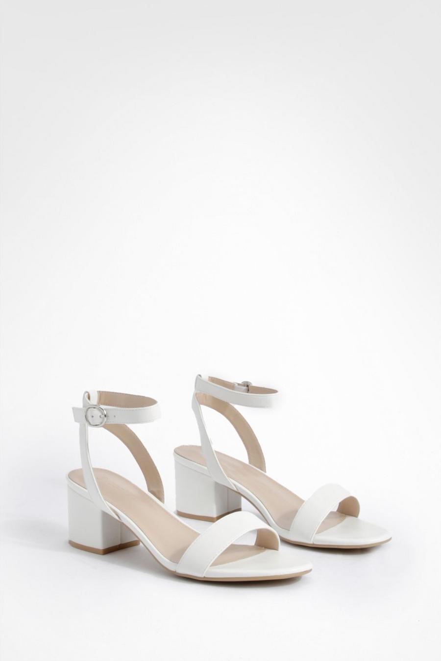 White Low Block Barely There Heels  