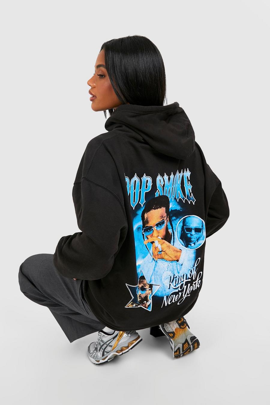Black Pop Smoke Oversize hoodie med tryck