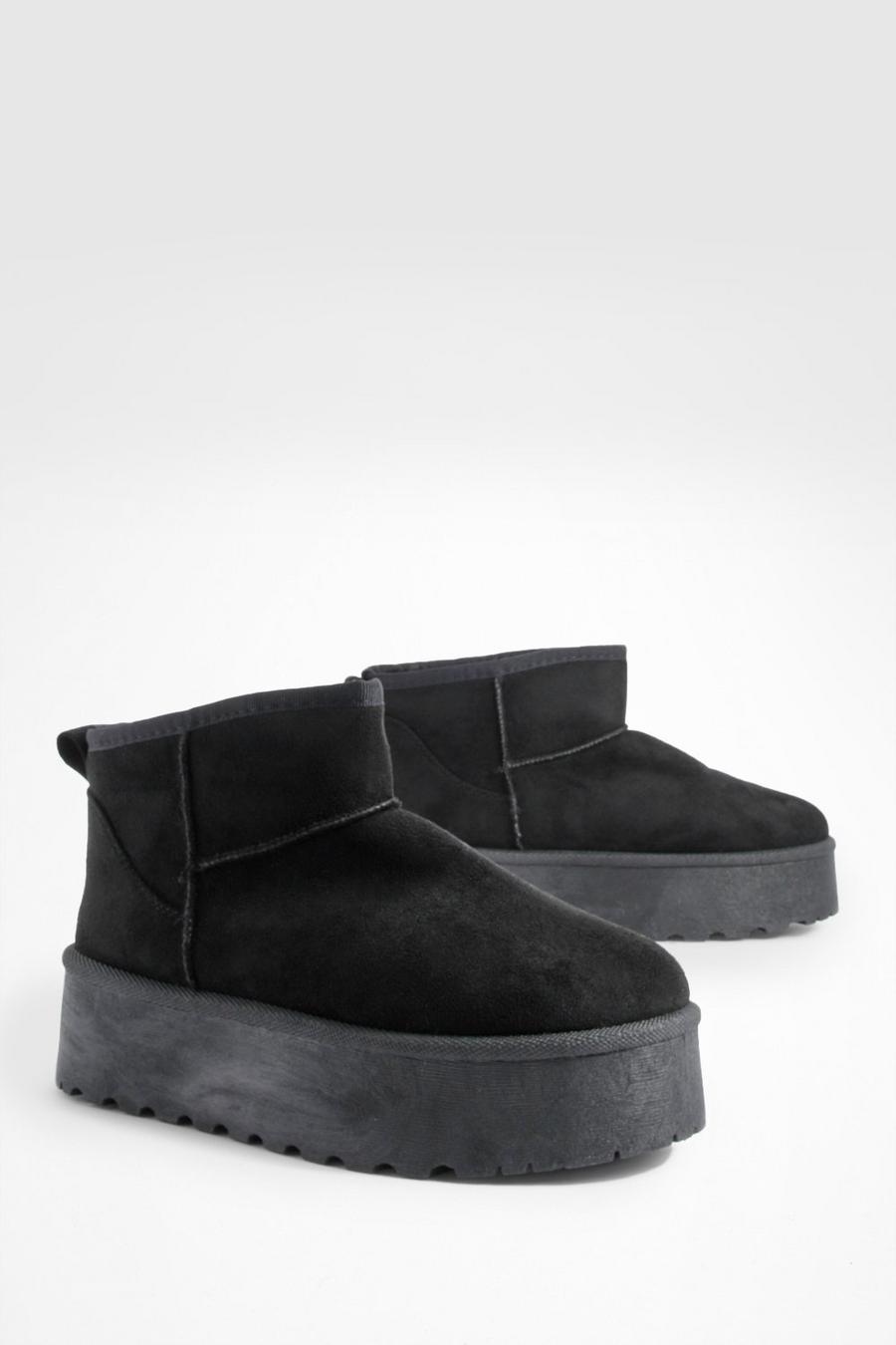 Black Små mysiga boots med platå
