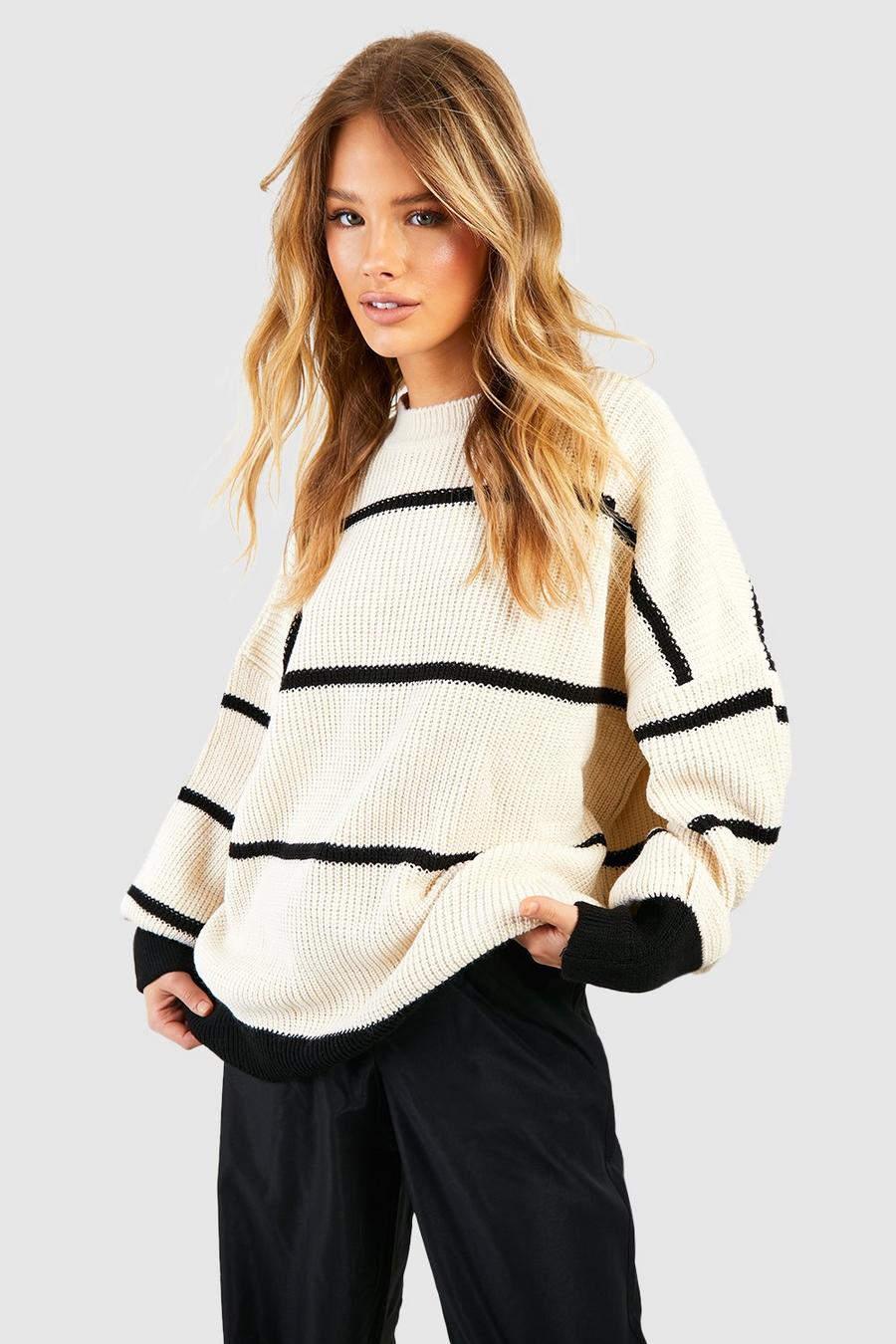 White Skinny Stripe Sweater