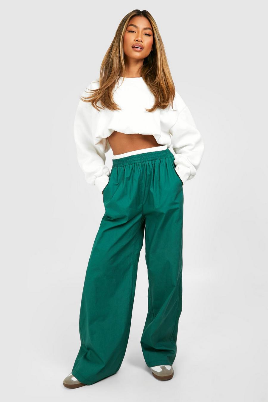 Green Contrast Waistband Detail Trousers  image number 1