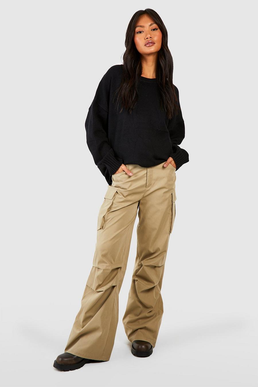 Stone Ruched Detail Cargo Trouser