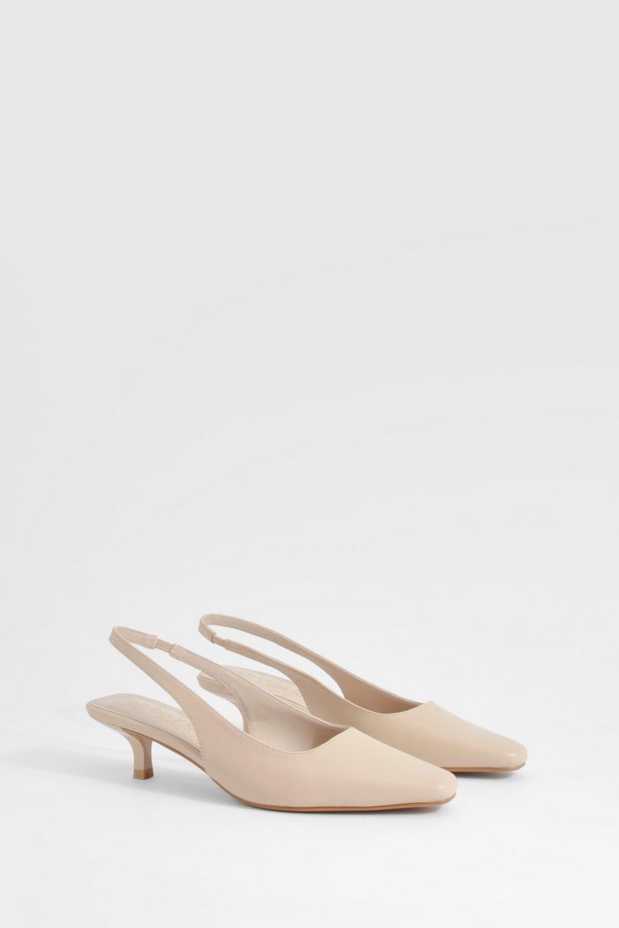 Nude Wide Fit Low Stiletto Slingback Court Shoe     image number 1