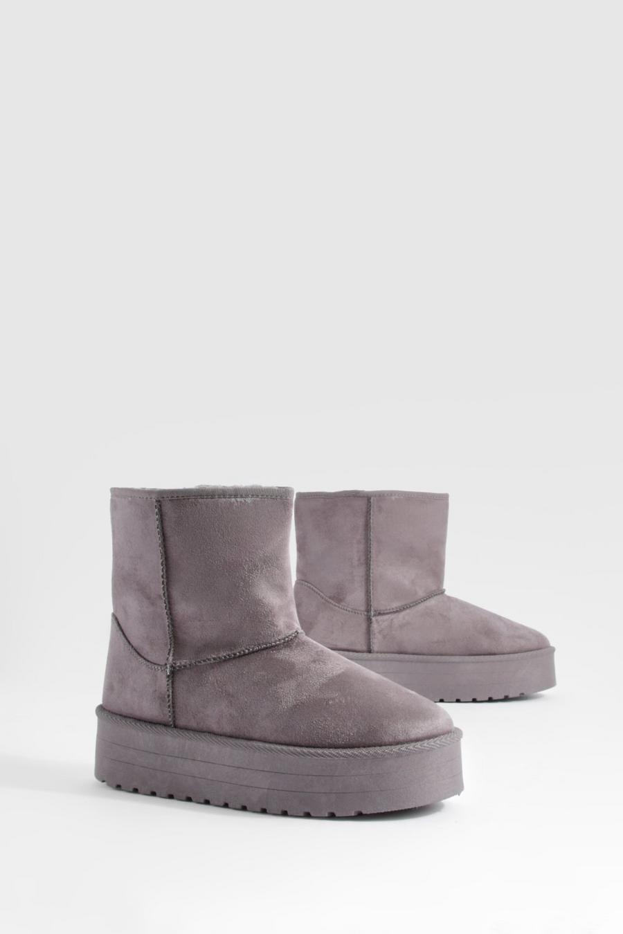 Kuschelige Platform Mini-Stiefel, Grey