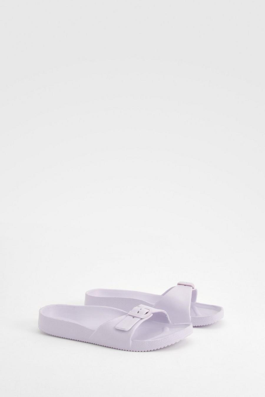 Lilac Single Strap Chunky Sliders  