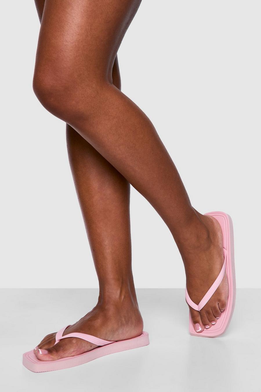 Baby pink Square Toe Flip Flops     