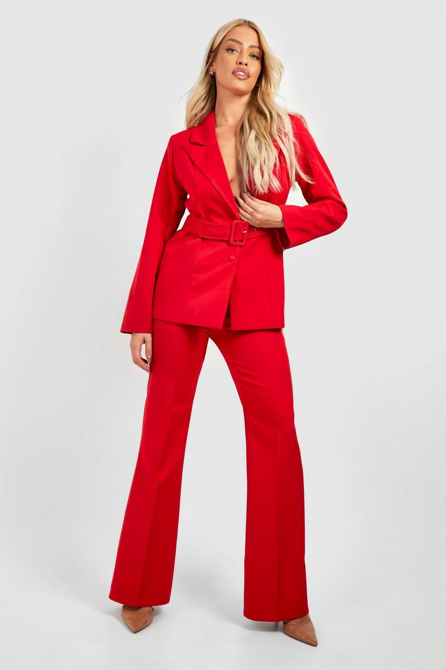 Red Fit & Flare Tailored Pants