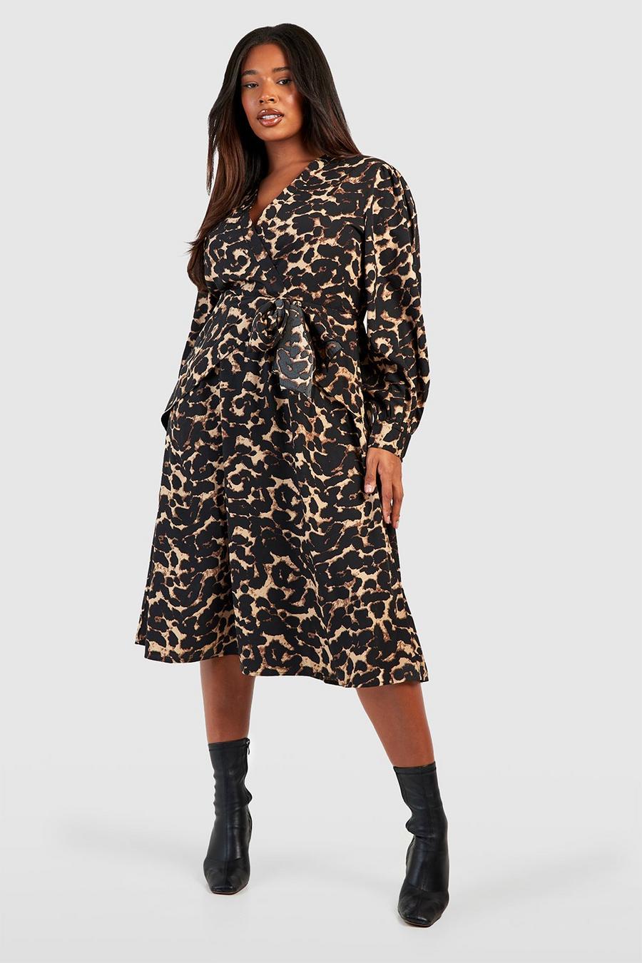 Leopard Plus Animal Knälång skaterklänning