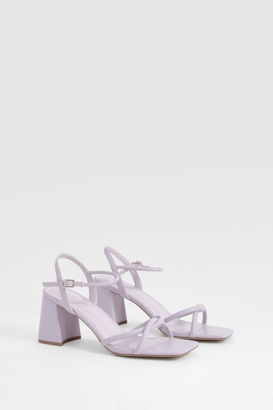 Lilac Wide Fit Cross Strap Mid Block Heel Sandals image number 1