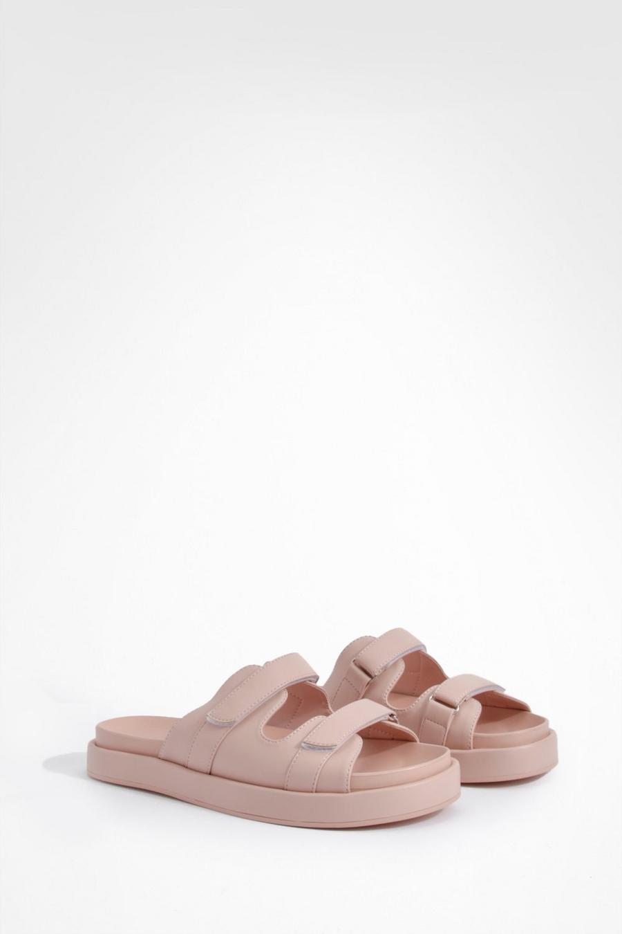 Sandalias de cuero sintético con estampado de goma, Light pink