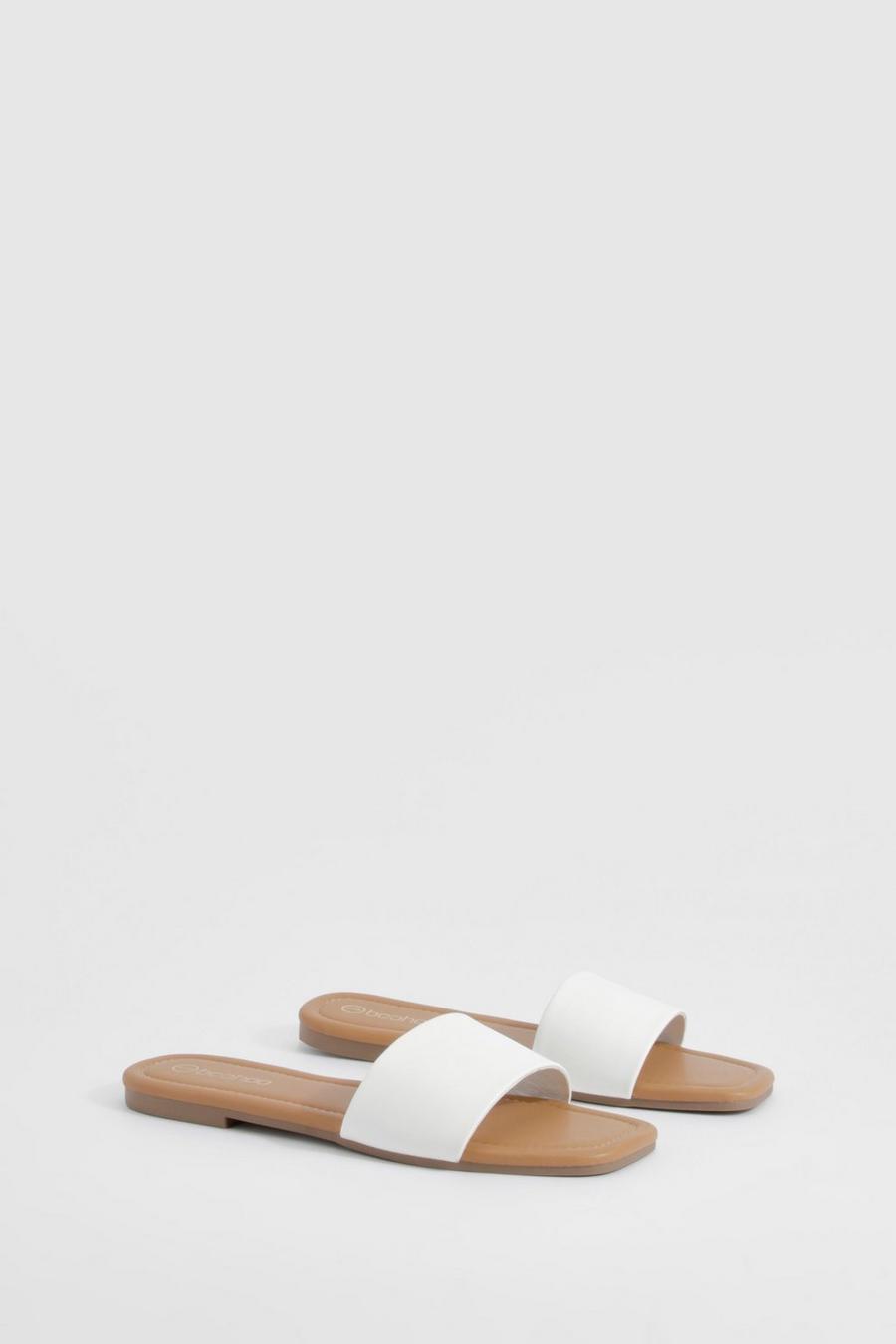 White Minimal Mule Sandals  image number 1