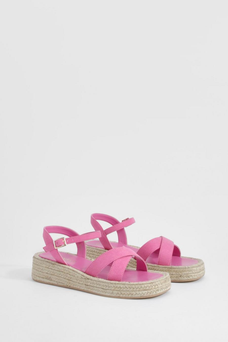 Pink Wide Fit Crossover Extended Rand Flatforms   image number 1