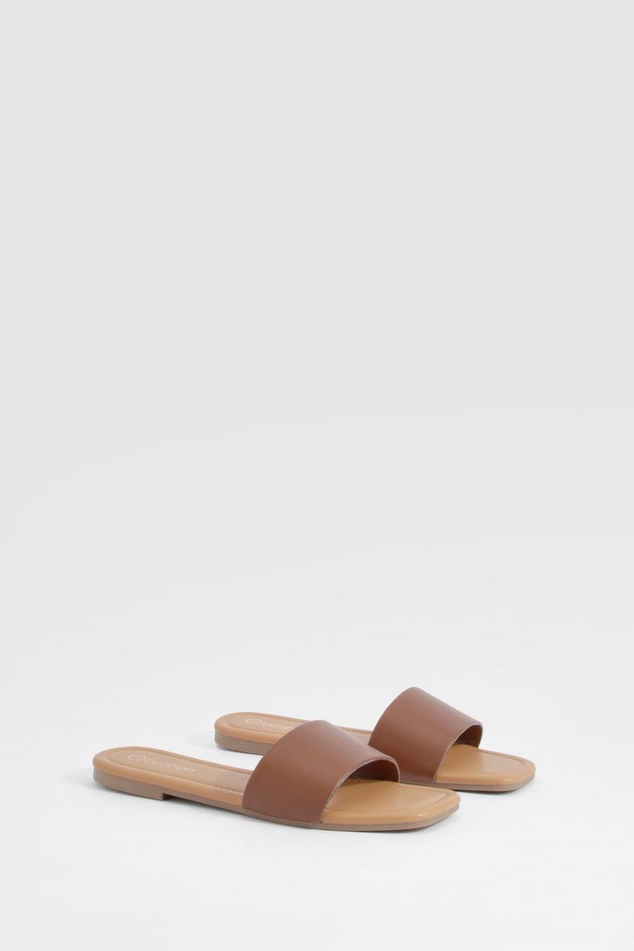 Tan Minimal Mule Sandals image number 1