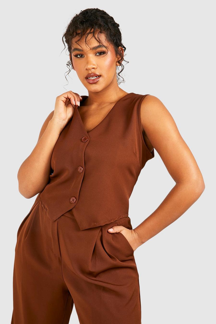Grande taille - Gilet court sans manches, Chocolate