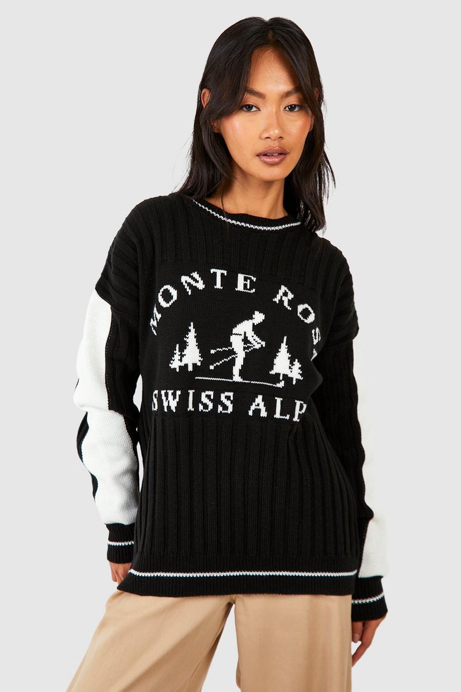 Black Monte Rosa Knitted Crew Neck Oversized Sweater image number 1