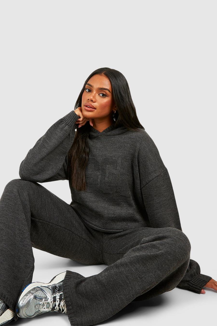 Charcoal Dsgn Oversized Hoody And Wide Leg Trouser Set