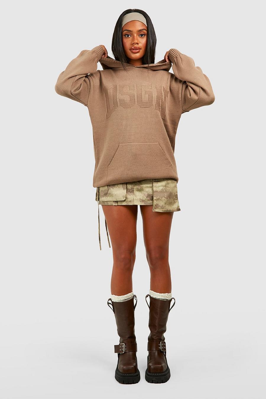 Taupe Dsgn Reverse Stitch Oversized Hoody
