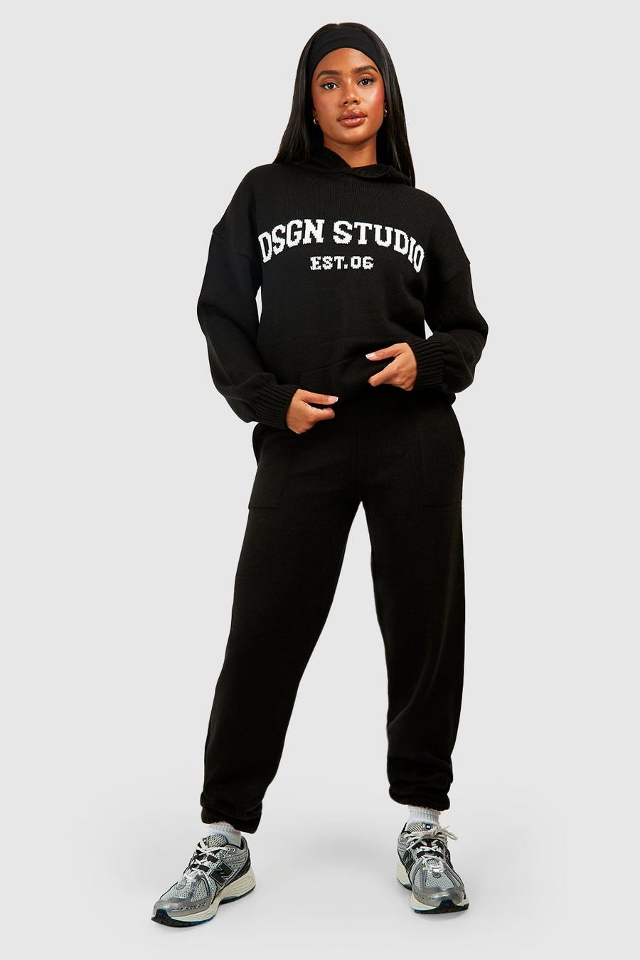 Conjunto Dsgn Studio de pantalón deportivo y sudadera oversize con capucha, Black
