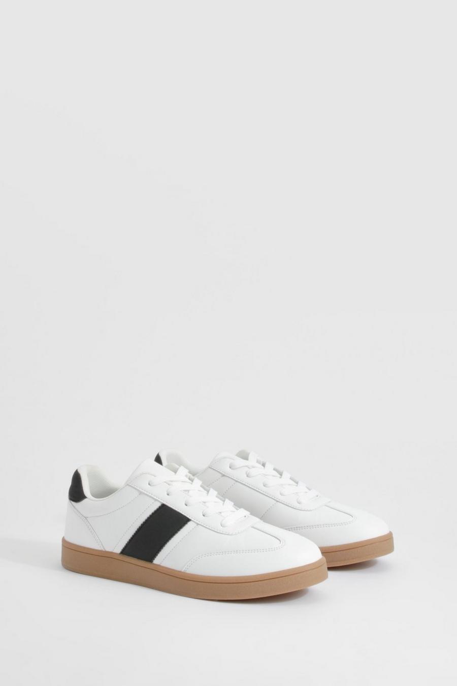 White Gum Sole Stripe Trainers  image number 1