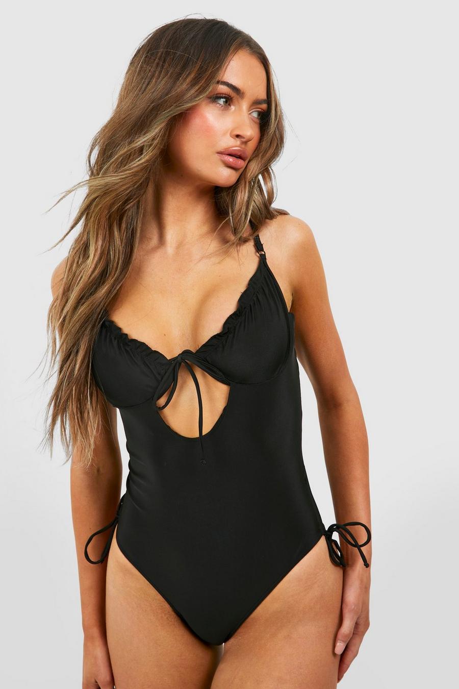 Black Ruched Cup Underwired Swimsuit