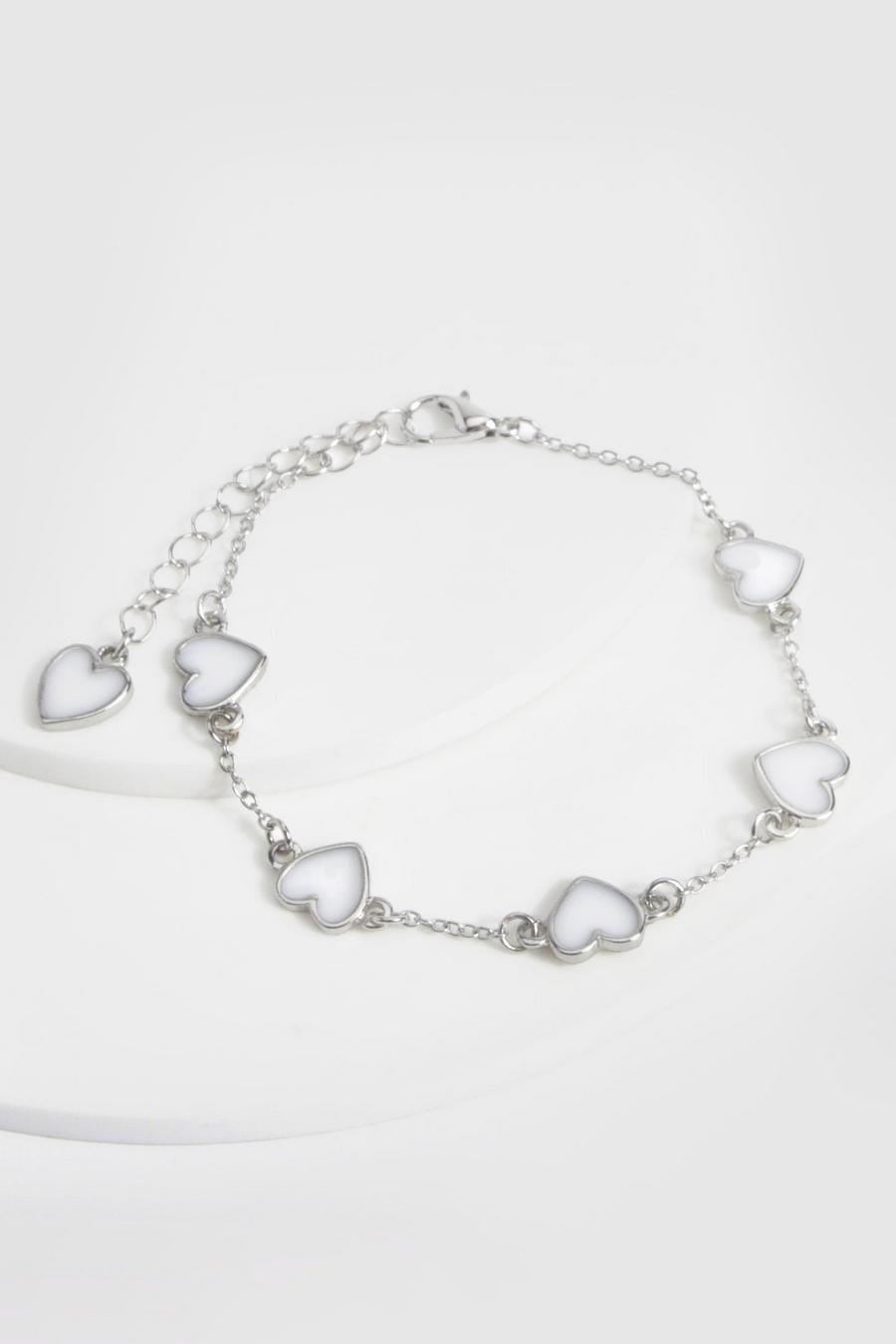 Bracelet en forme de cœur en argent à taches de peinture, Silver image number 1