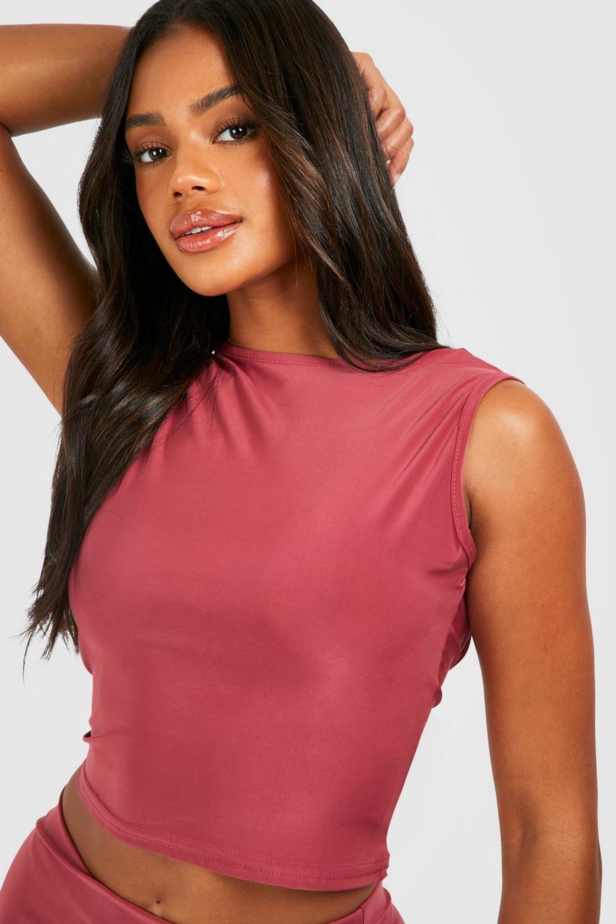 Mauve Slinky Cap Sleeve Backless Top