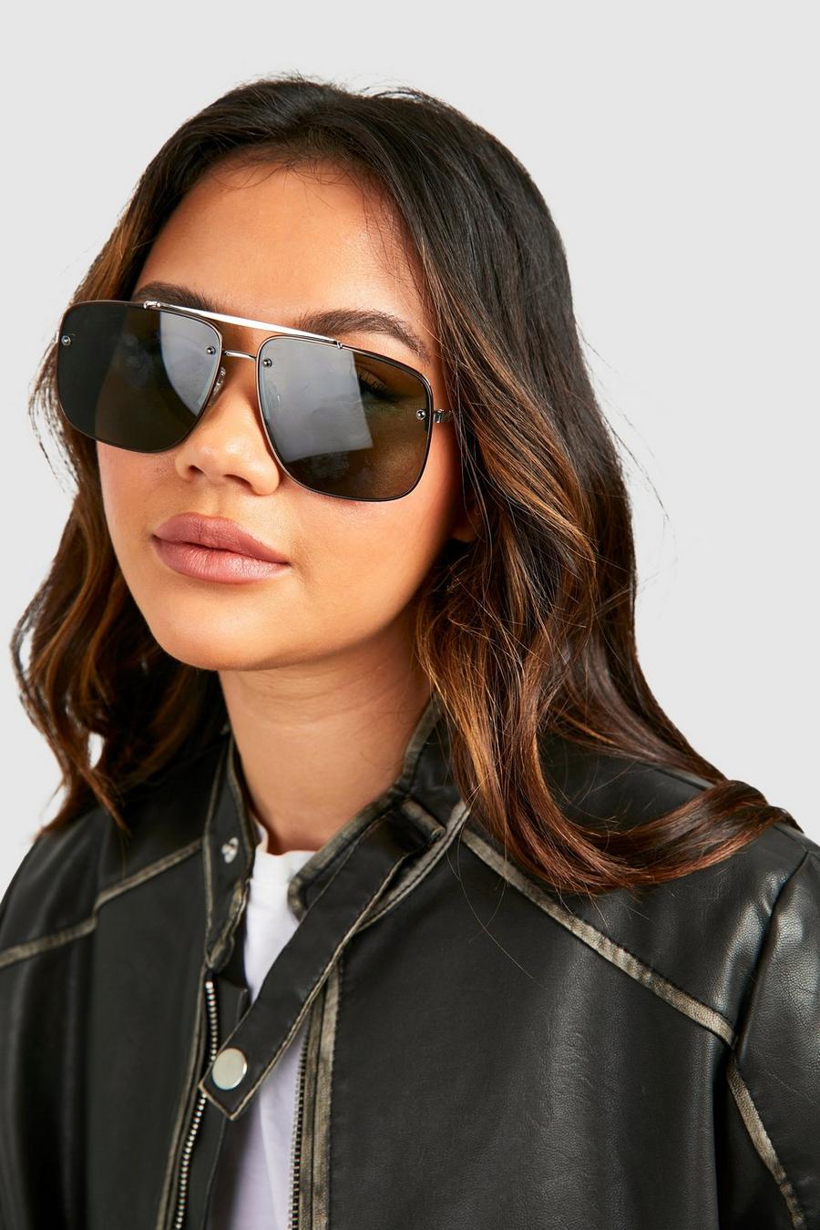 Black Tinted Oversized Aviator Sunglasses image number 1