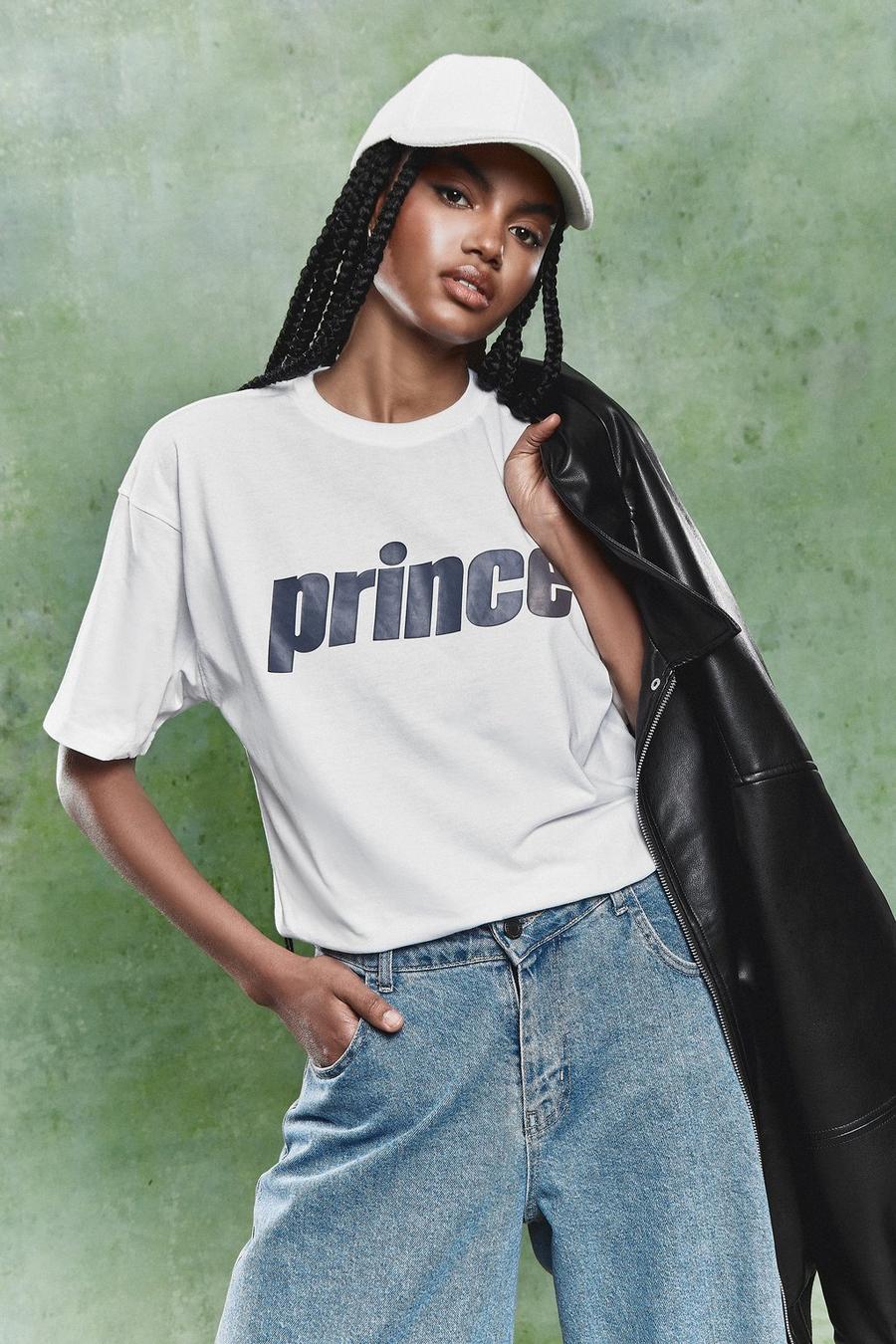 Camiseta oversize con estampado de Prince, White