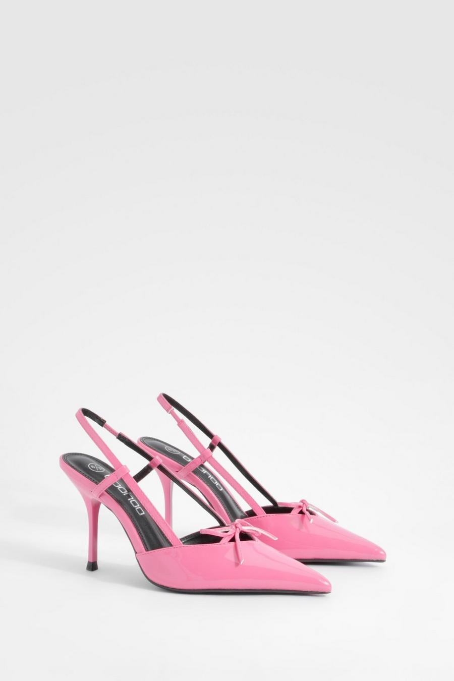 Pink Bow Detail Slingback Pointed Court Shoes  image number 1