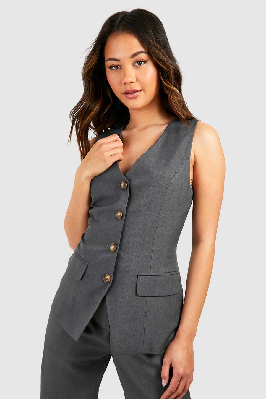 Charcoal Marl Longline Fitted Vest