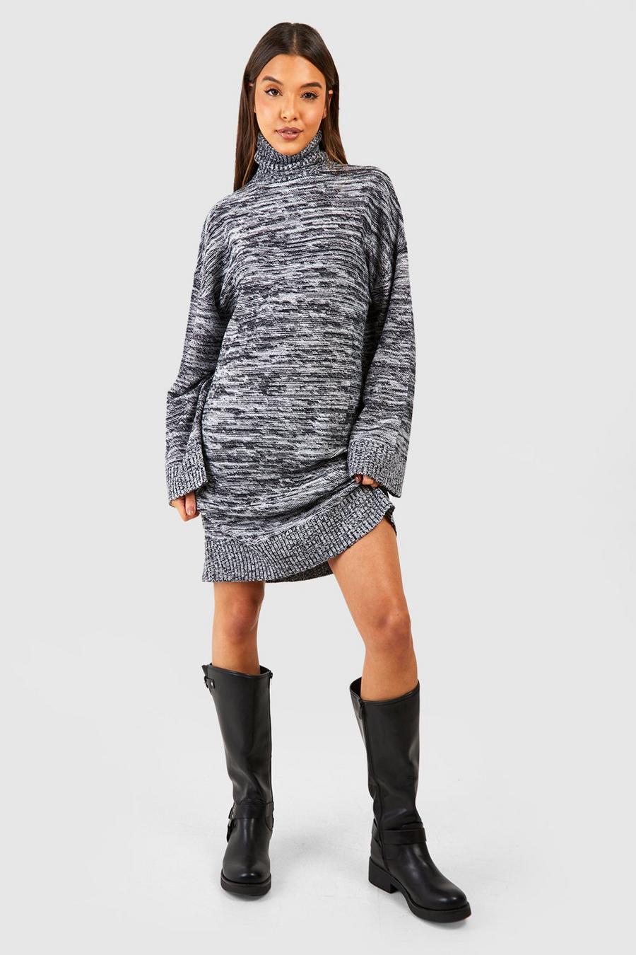 Mono Roll Neck Knitted Mini Dress