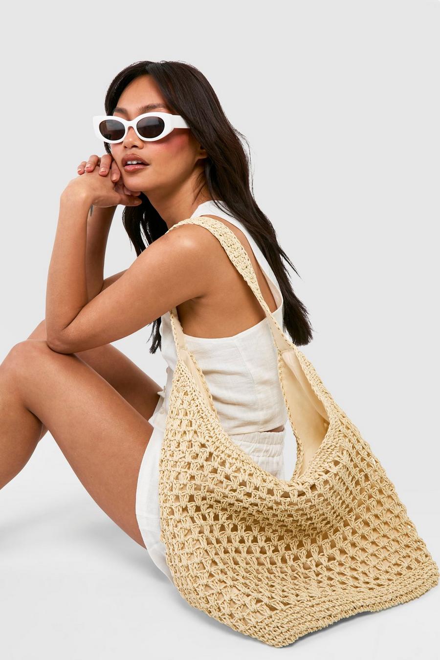 Natural Slouchy Straw Beach Bag image number 1