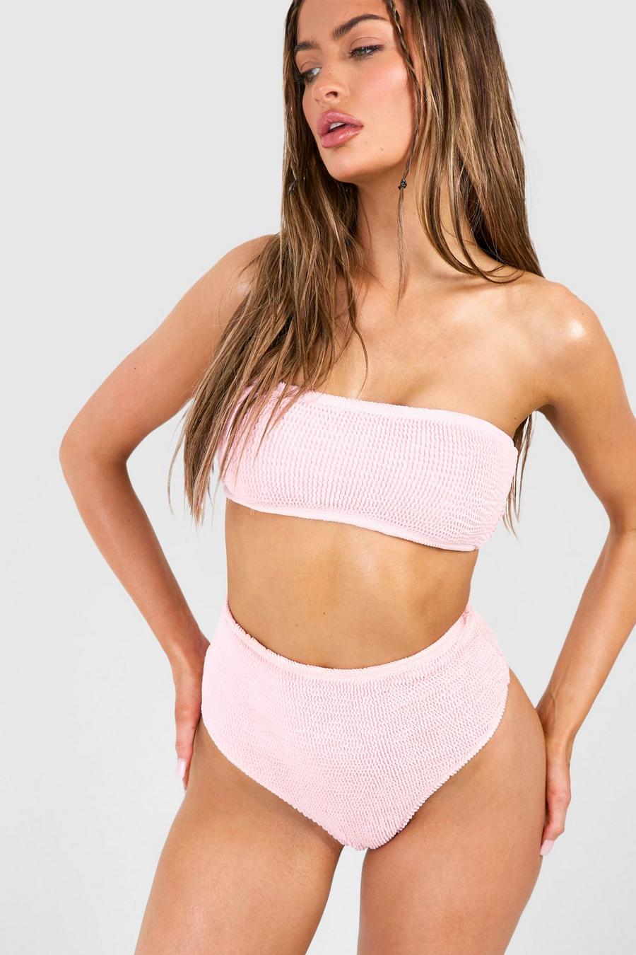 Premium Bandeau-Bikinioberteil in Knitteroptik, Pastel pink