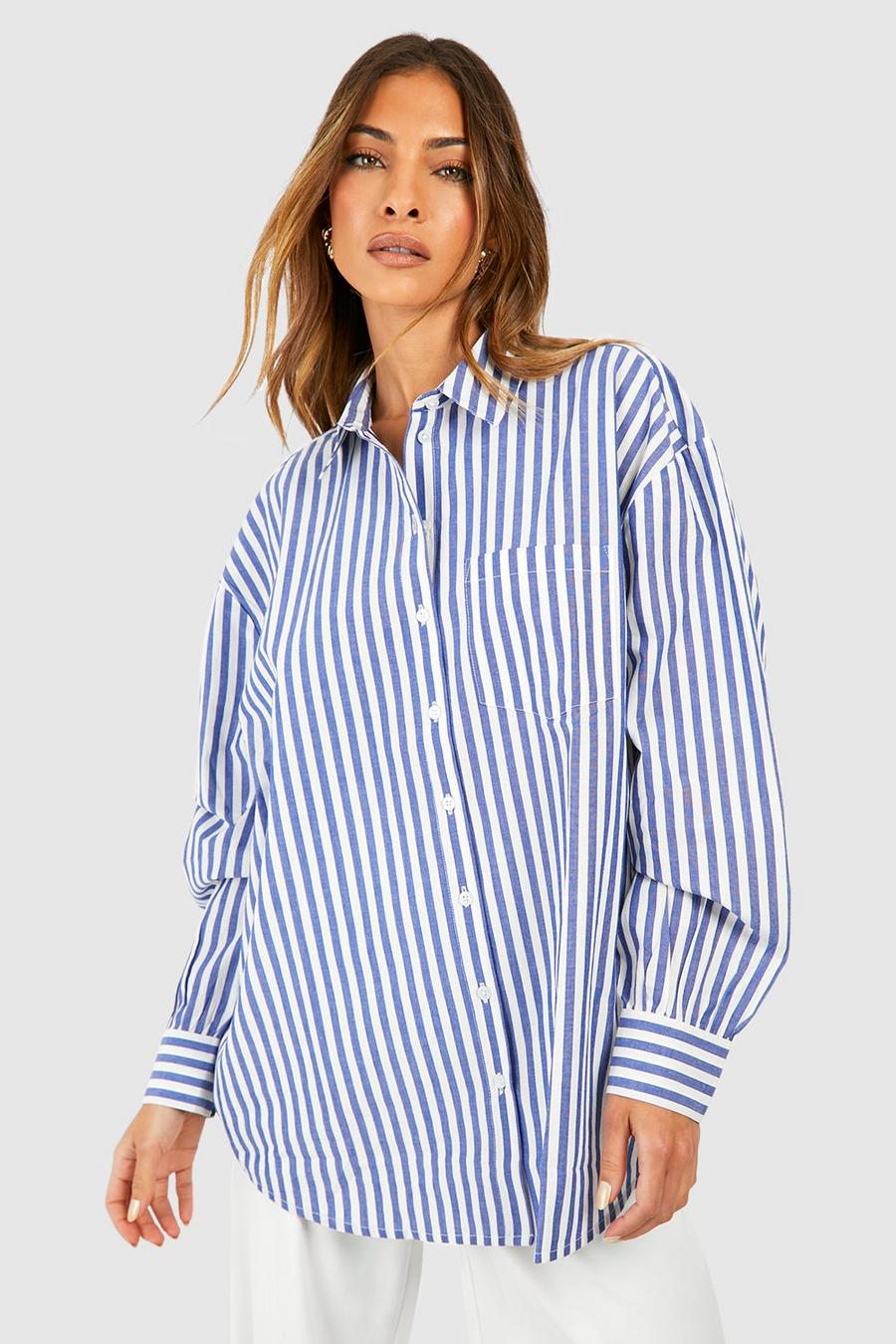 Blue Oversized  Candy Stripe Shirt