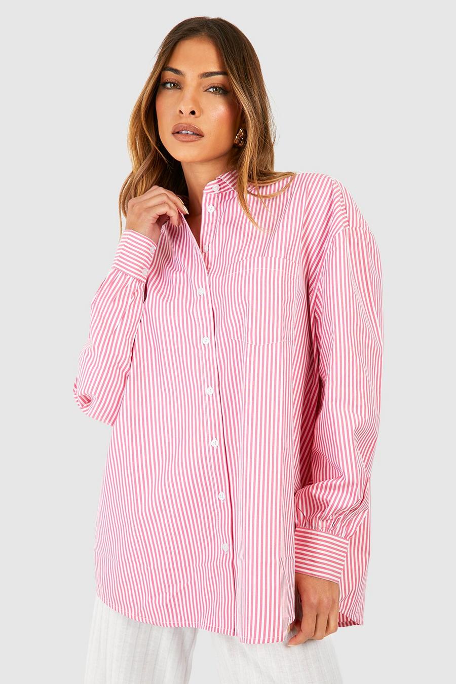Camicia oversize a righe, Pink