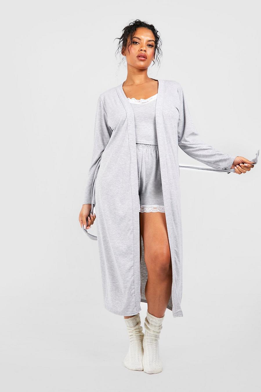 Grey marl Plus Peached Dressing Gown 