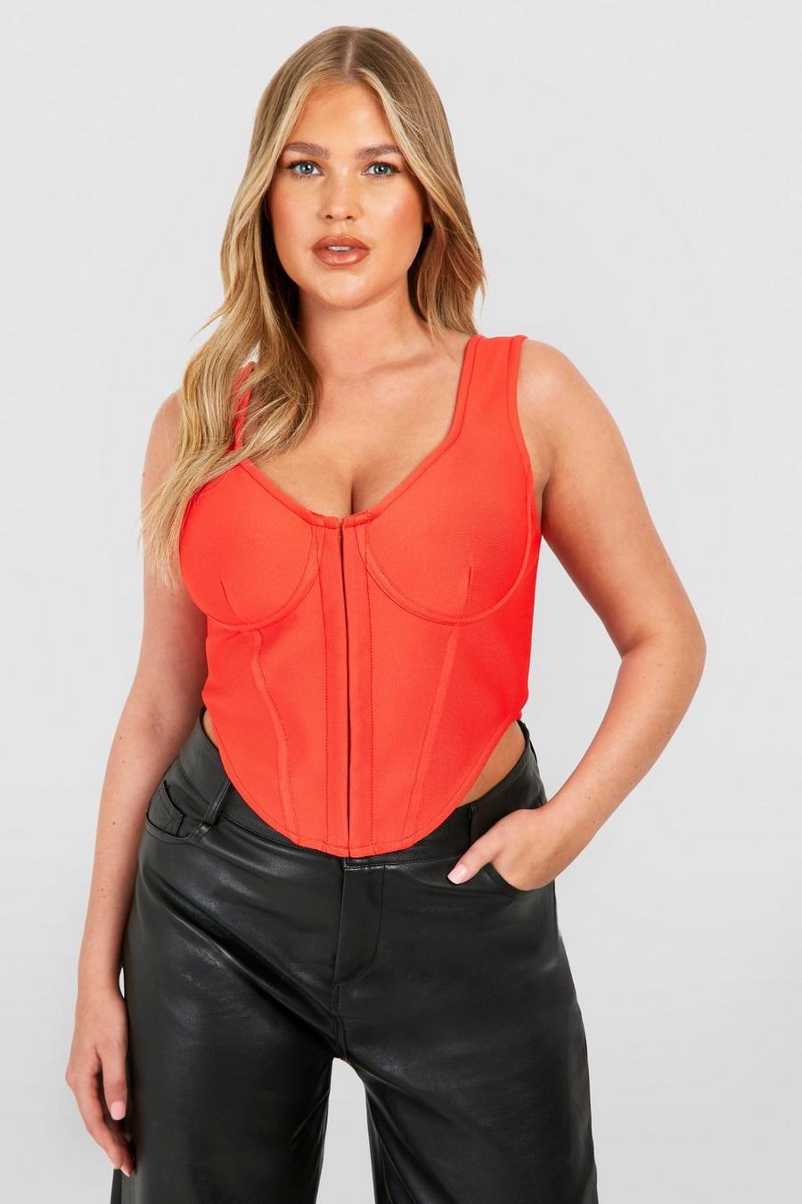 Red Plus Bandage Hook And Eye Corset Top 