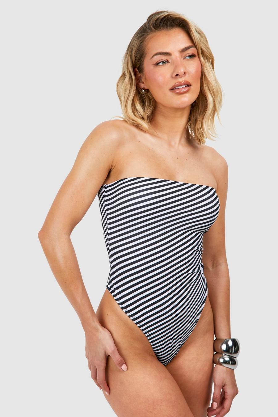 Black Stripe Bandeau Swimsuit