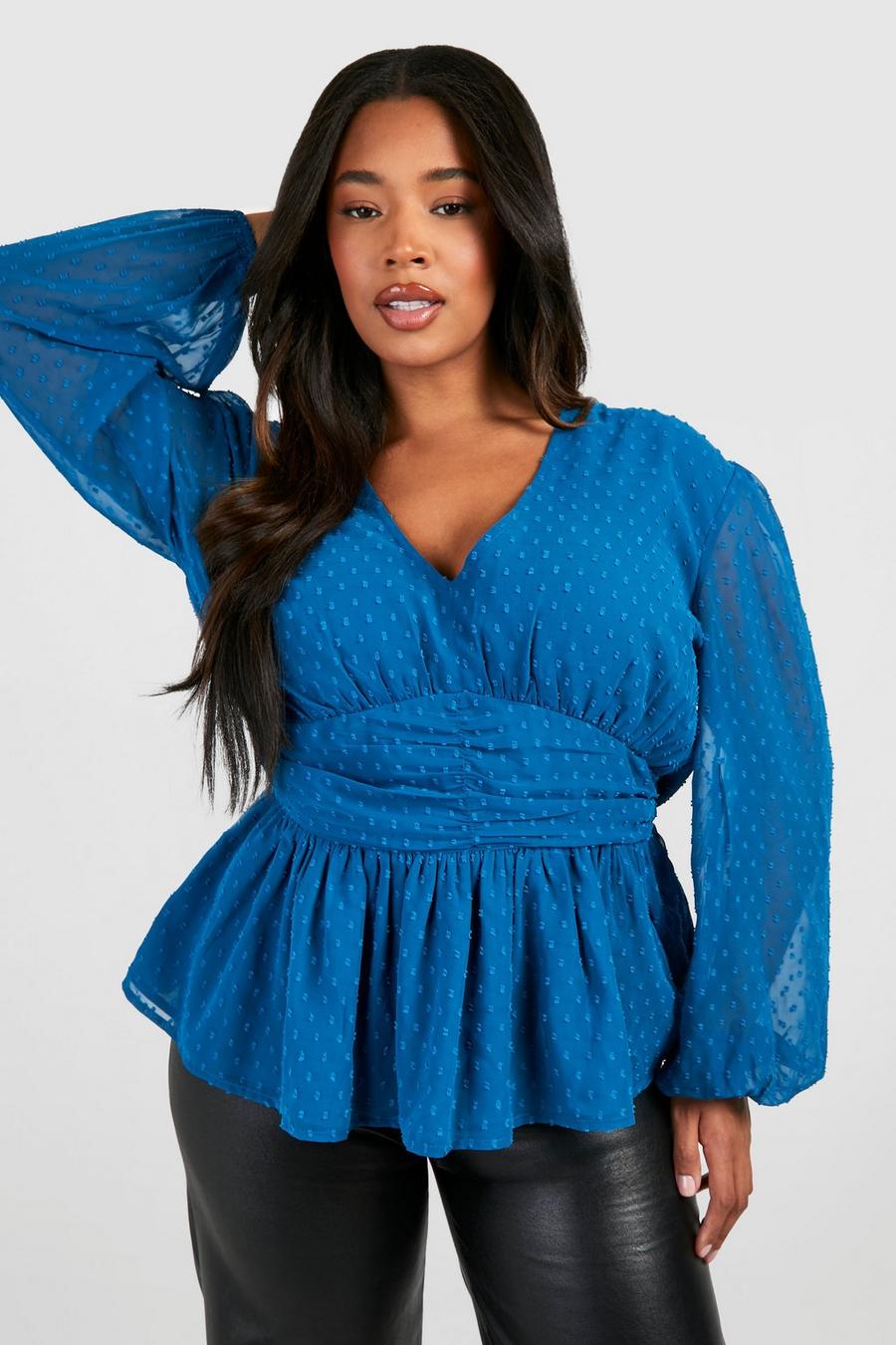 Grande taille - Top à décolleté plongeant, Teal