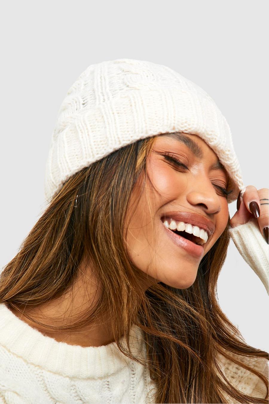 Ivory Cable Knit Beanie