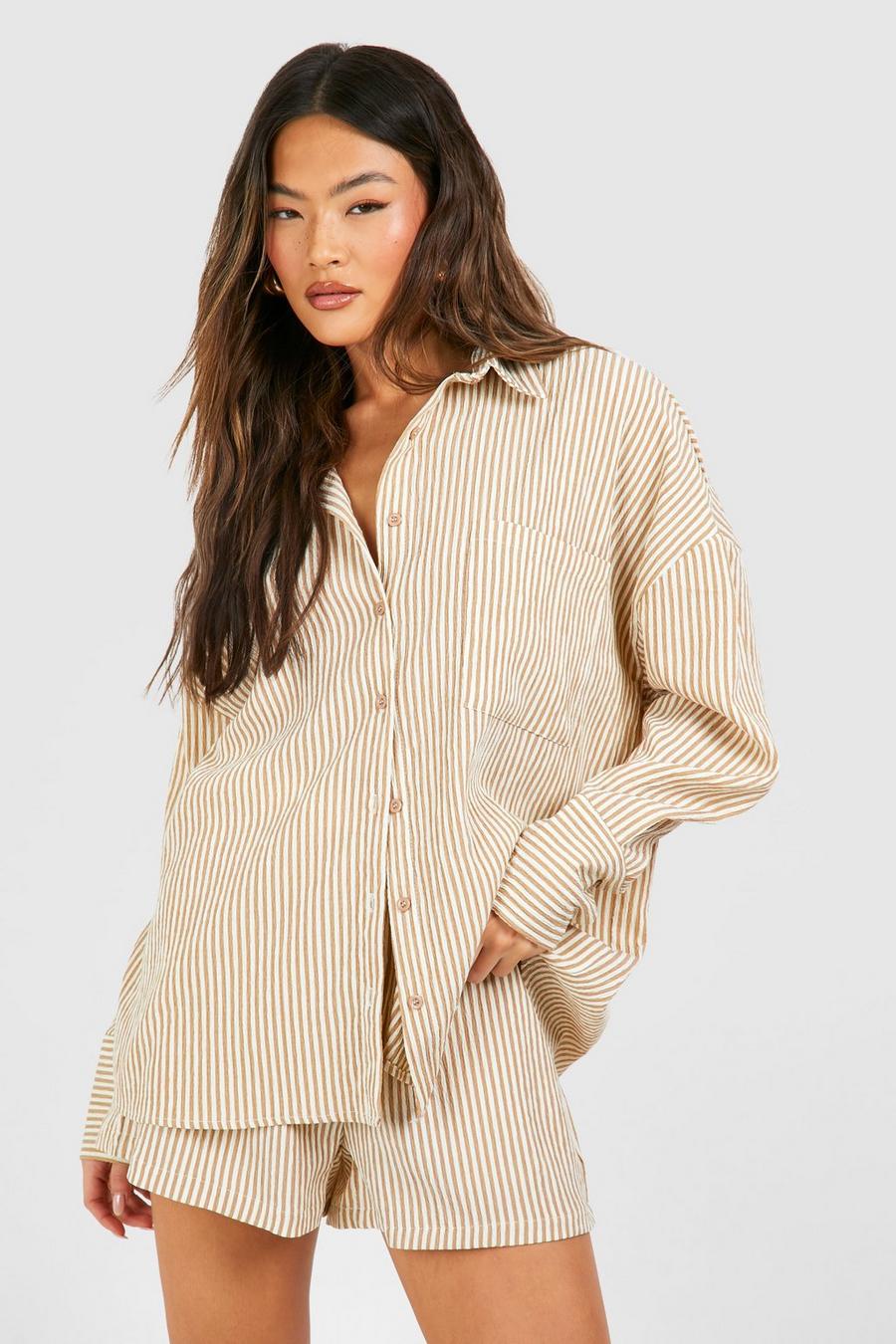 Stone Textured Stripe Relaxed Fit Shirt image number 1