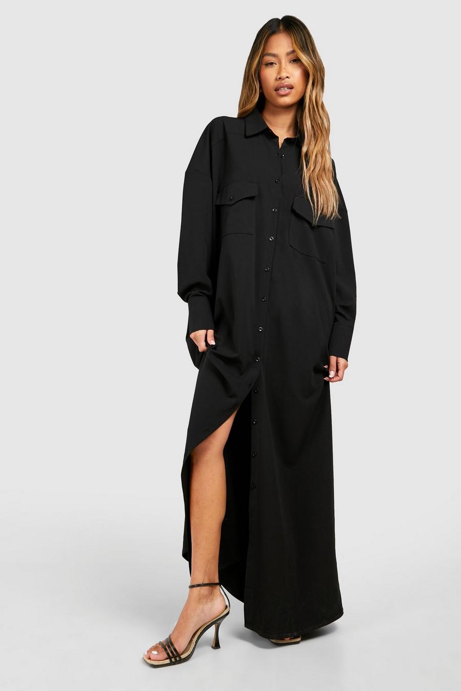 Robe chemise longue utilitaire, Black