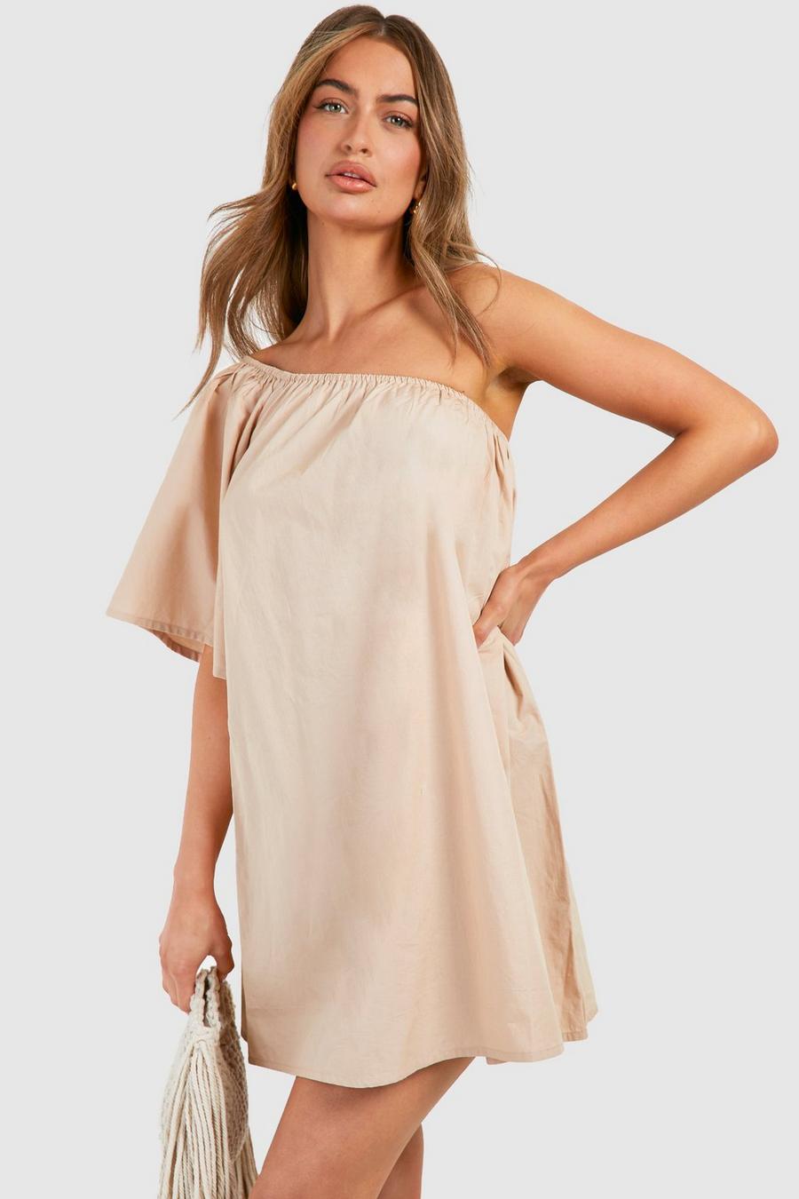 Stone Woven One Shoulder Mini Dress