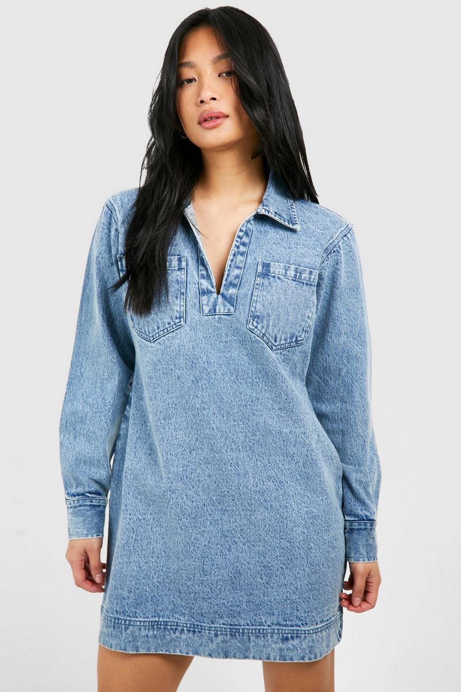 Petite - Robe courte en jean, Mid blue image number 1