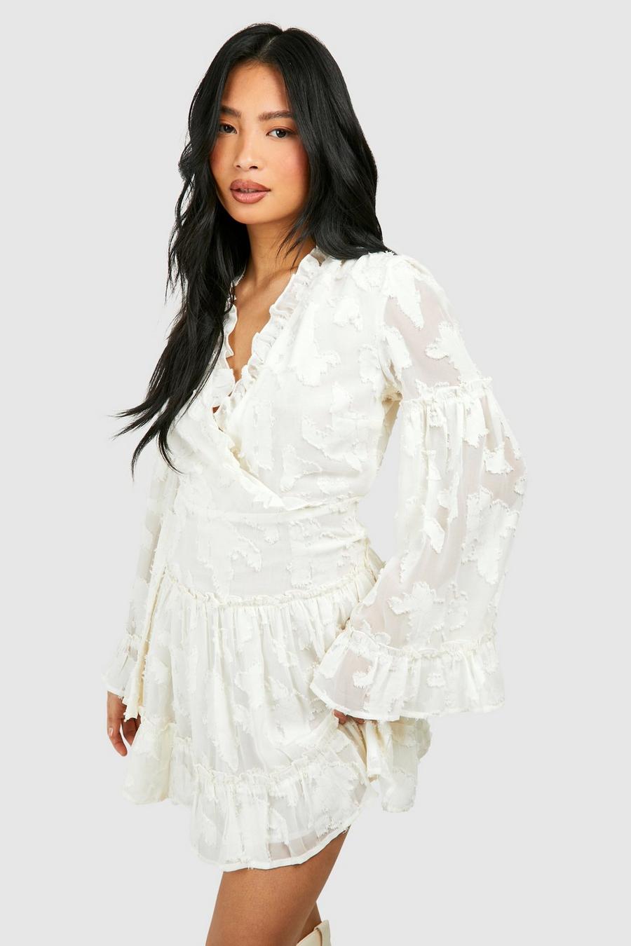 Ivory Petite Burnout Frill Mini Dress